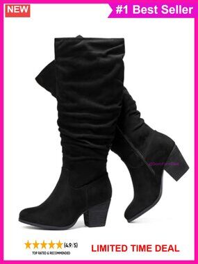 Extra Wide Calf Knee High Boots Memory Foam Wide Width Side Zip